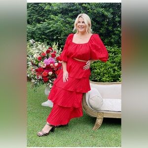 SHOW ME YOUR MUMU- Keepsake Crop Top Red Summer Blouse Women’s XL